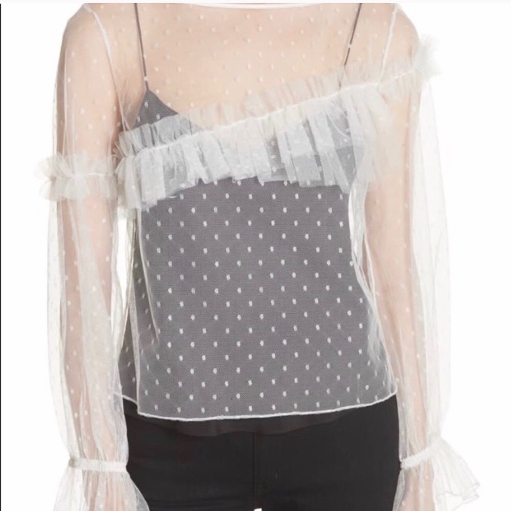 NWT Cinq A Sept Indio Layered Swiss Dot Top